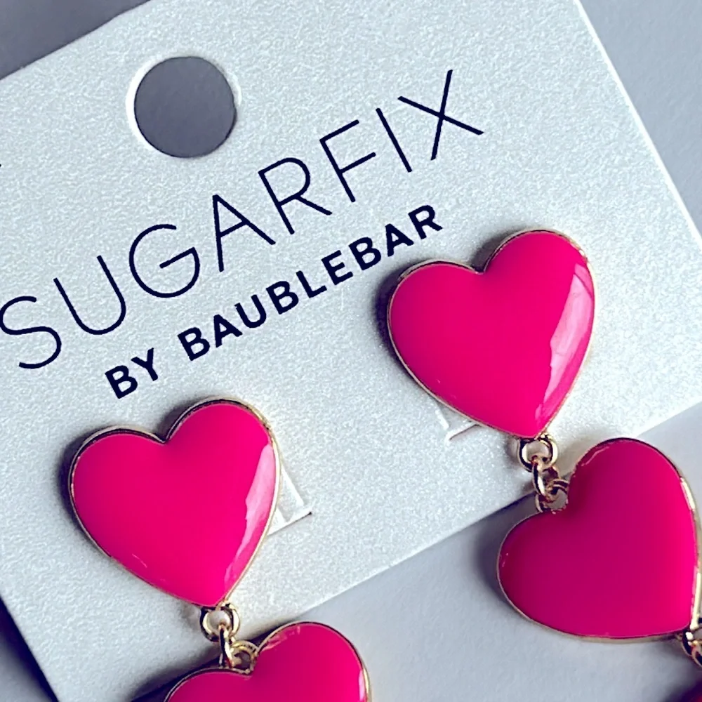 Sugar fix by Baublebar hot pink heart dangle drop earrings